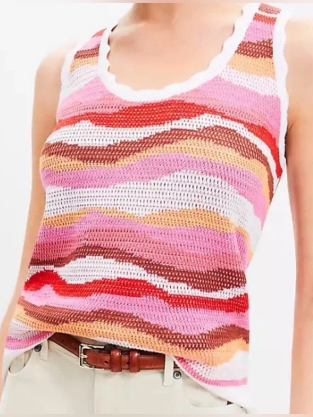 LOFT Wavy Crochet Knit Tank Top
